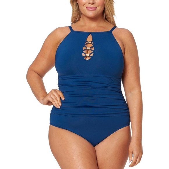 NEW Bleu by Rod Beattie High-Neck Swimsuit